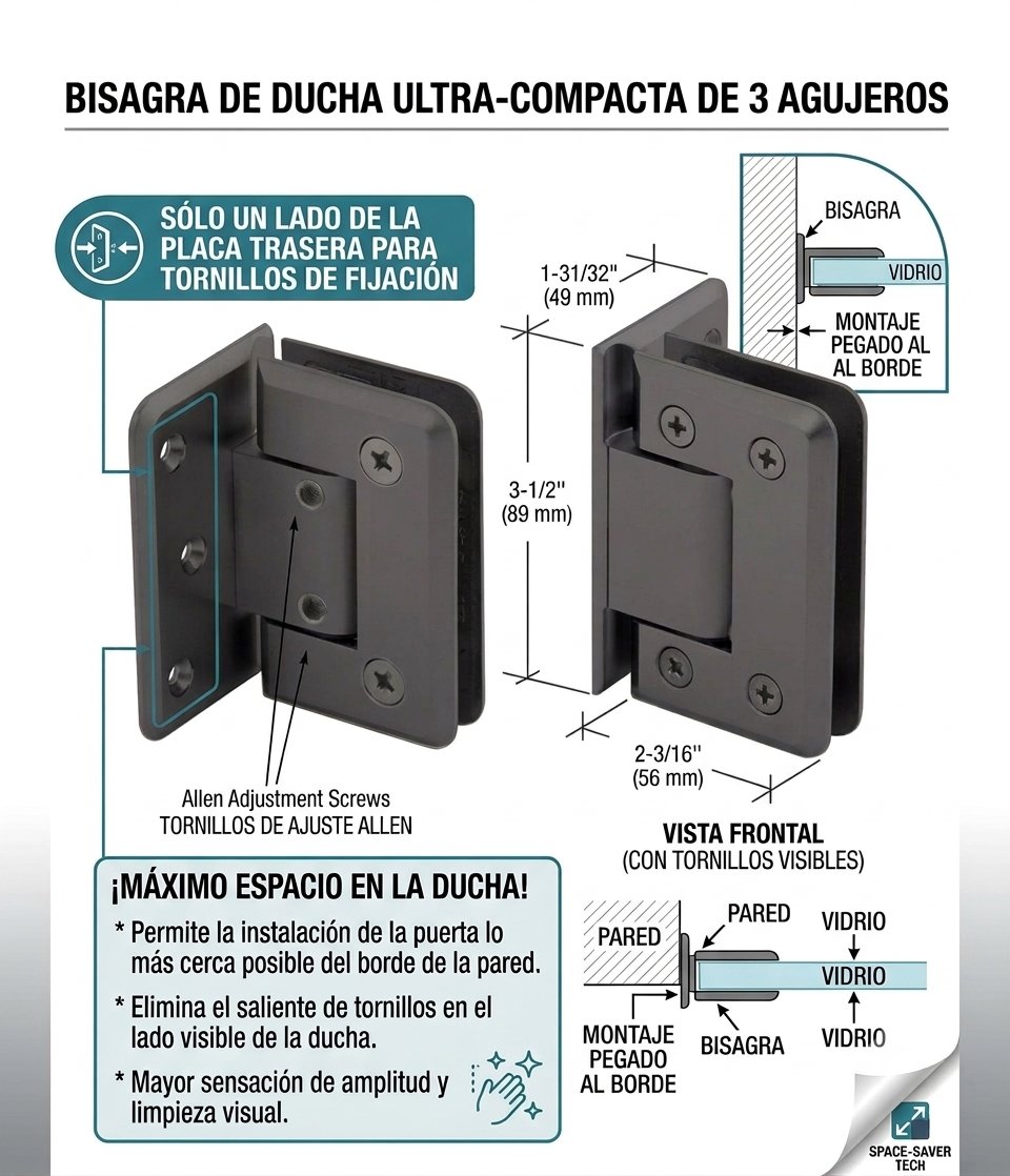 Ultra-compact 3-hole shower hinge: maximum space in the shower