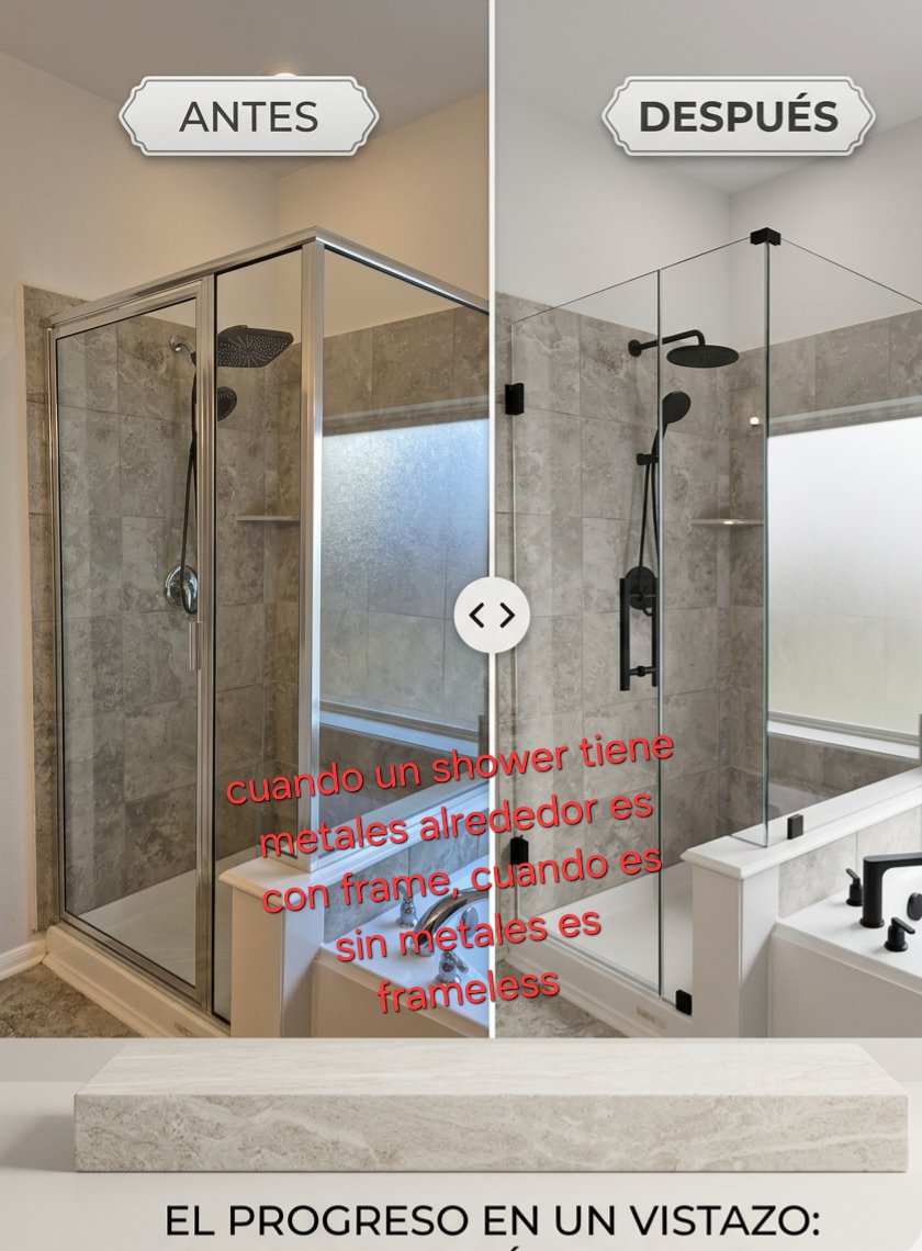 Framed vs. frameless: metal around the glass means framed; no metal means frameless