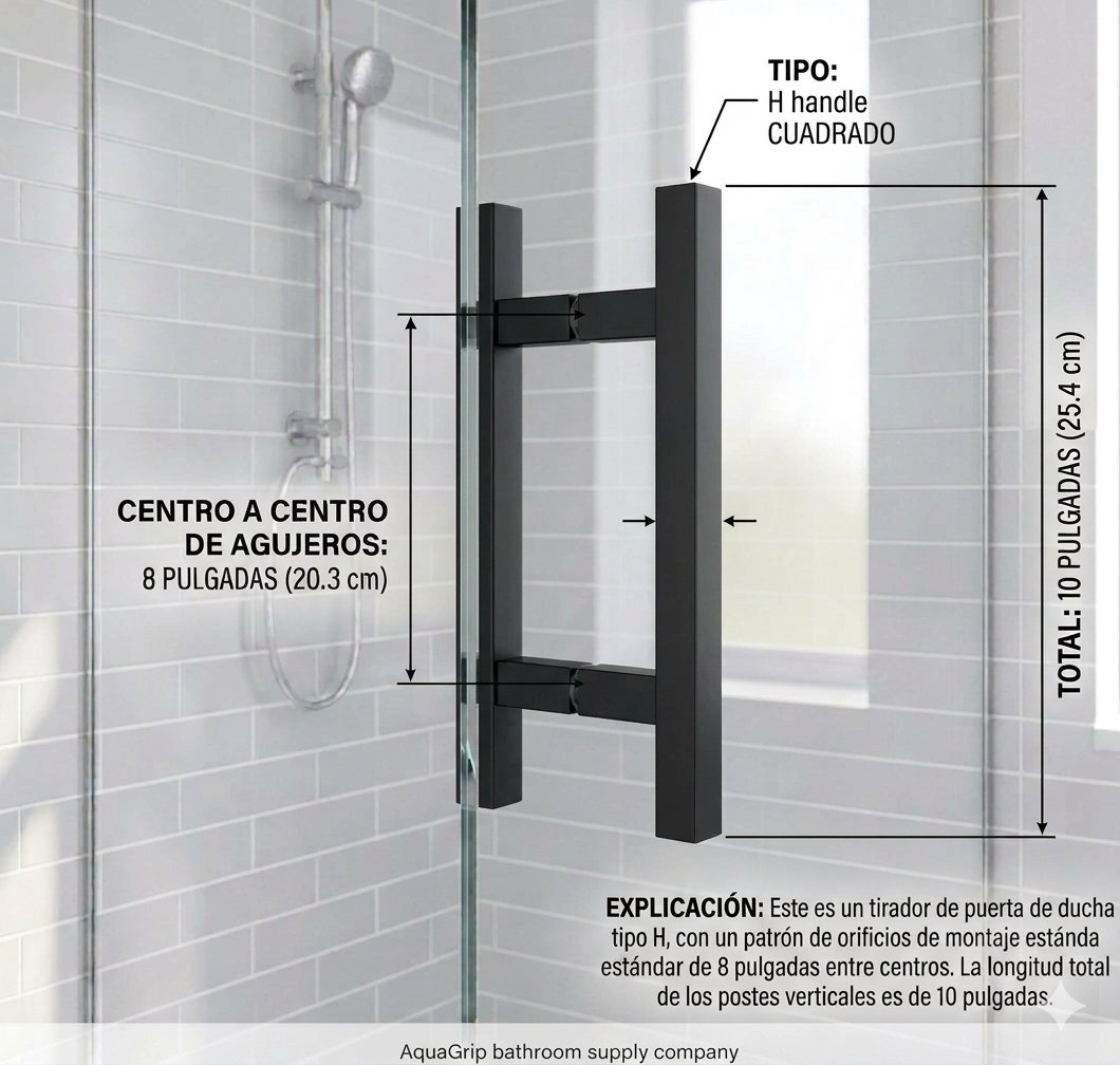Square H-type handle: 8-inch center-to-center, 10-inch total length