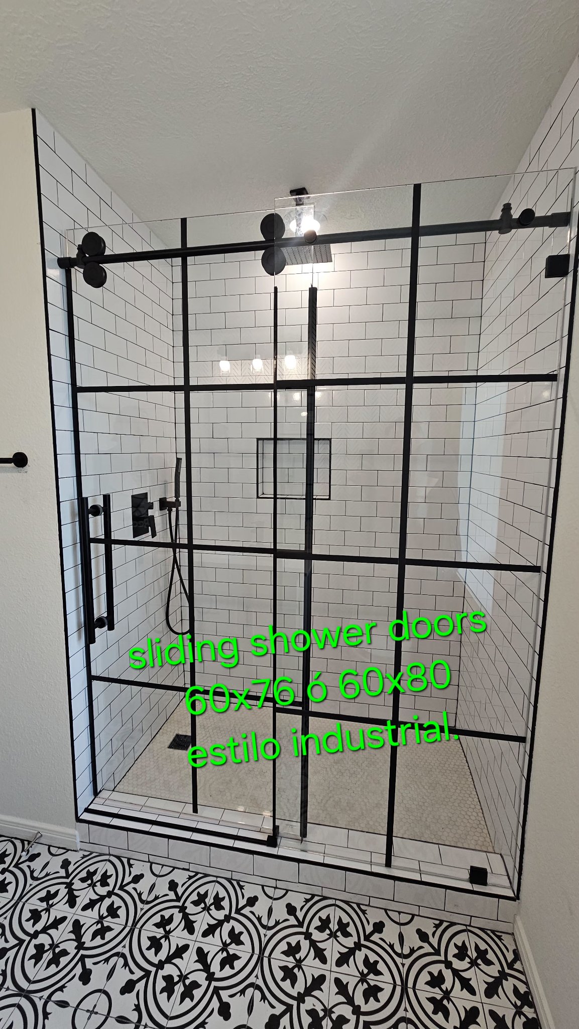 Sliding shower doors 60x76 o 60x80, estilo industrial