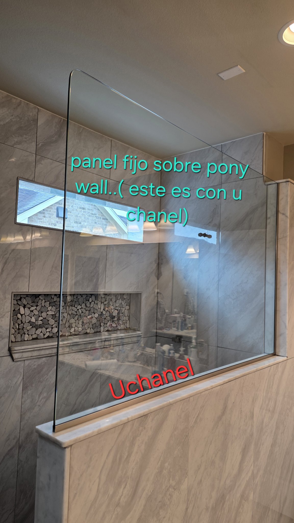 Fixed panel on a pony wall (this one has a U-channel)
