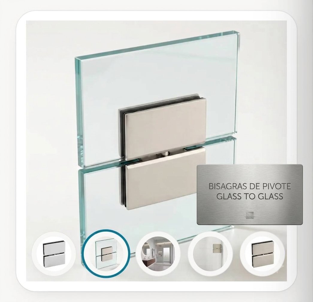 Glass-to-glass pivot hinges