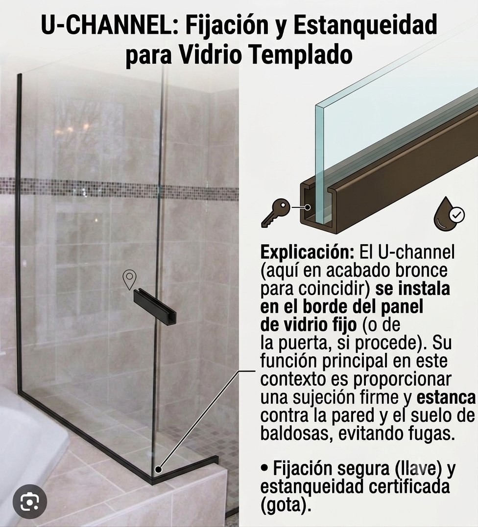 U-Channel: fastening and sealing for tempered glass